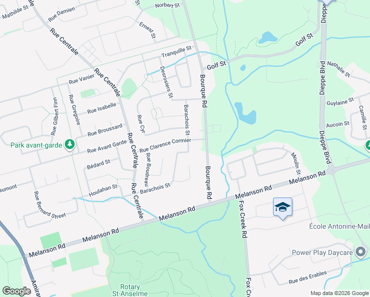 map of restaurants, bars, coffee shops, grocery stores, and more near 1053 Barachois Street in Dieppe