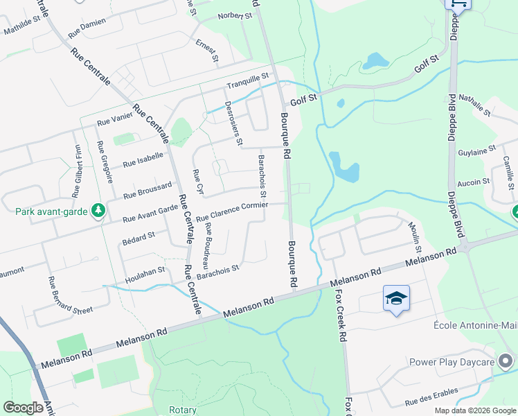 map of restaurants, bars, coffee shops, grocery stores, and more near 1053 Barachois St in Dieppe