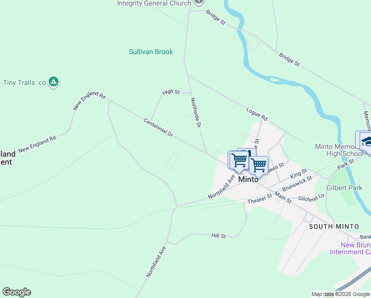 map of restaurants, bars, coffee shops, grocery stores, and more near 31 Centennial Drive in Minto