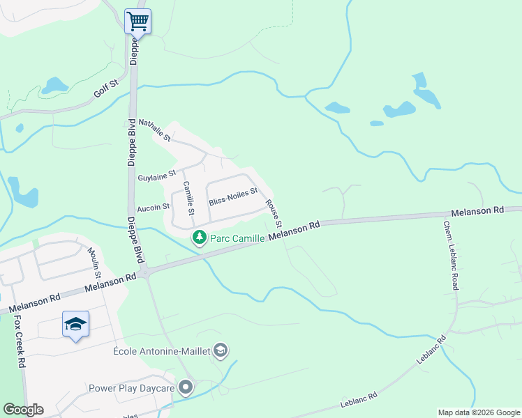 map of restaurants, bars, coffee shops, grocery stores, and more near 200 Richard Street in Dieppe