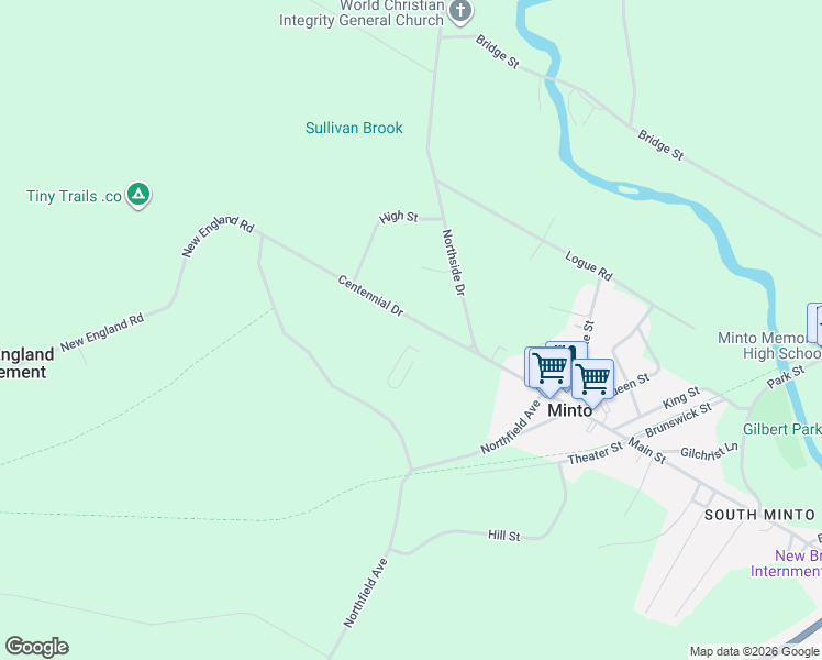 map of restaurants, bars, coffee shops, grocery stores, and more near 31 Centennial Drive in Minto