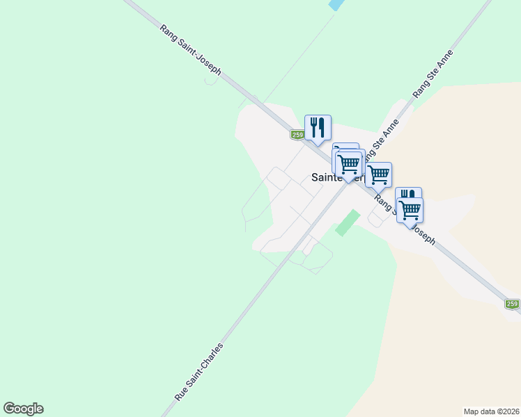 map of restaurants, bars, coffee shops, grocery stores, and more near 160 Rue Rousseau in Sainte-Perpétue