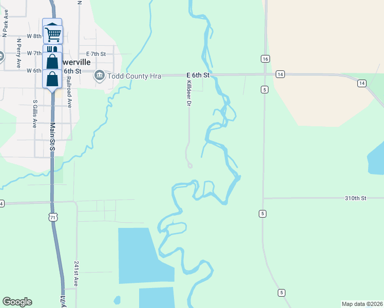 map of restaurants, bars, coffee shops, grocery stores, and more near 31122 Killdeer Drive in Browerville
