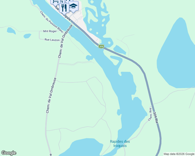 map of restaurants, bars, coffee shops, grocery stores, and more near 59 Chemin des Saules in Laurentides