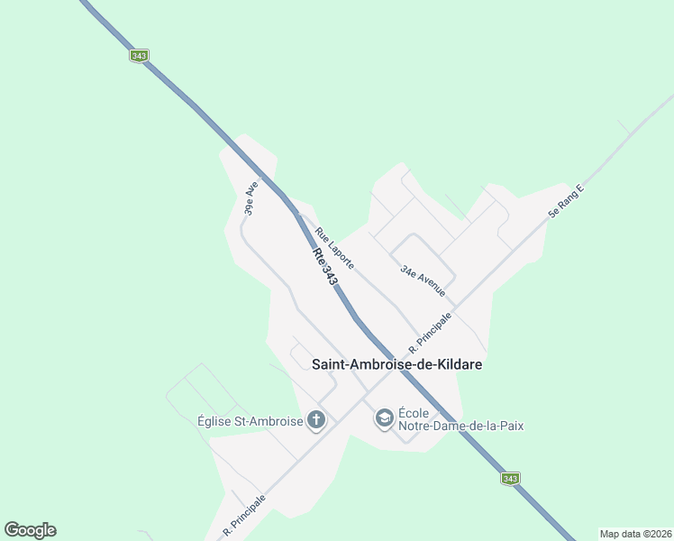map of restaurants, bars, coffee shops, grocery stores, and more near 1150 Québec 343 in Saint-Ambroise-de-Kildare