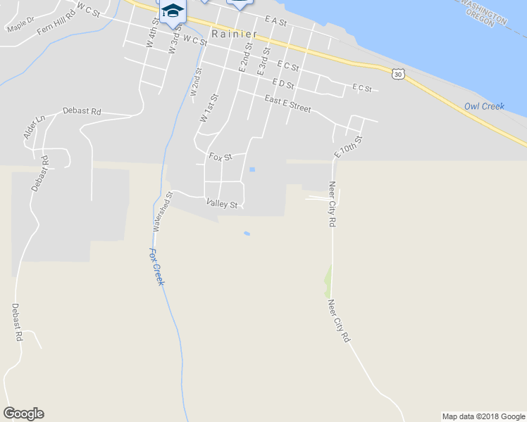 map of restaurants, bars, coffee shops, grocery stores, and more near 821 East 2nd Street in Rainier