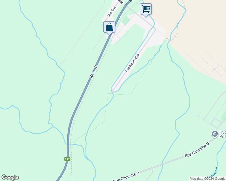 map of restaurants, bars, coffee shops, grocery stores, and more near Rue Bonneville in Thetford Mines