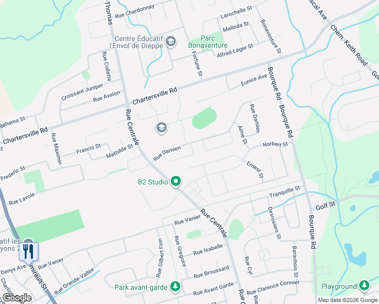 map of restaurants, bars, coffee shops, grocery stores, and more near in Dieppe