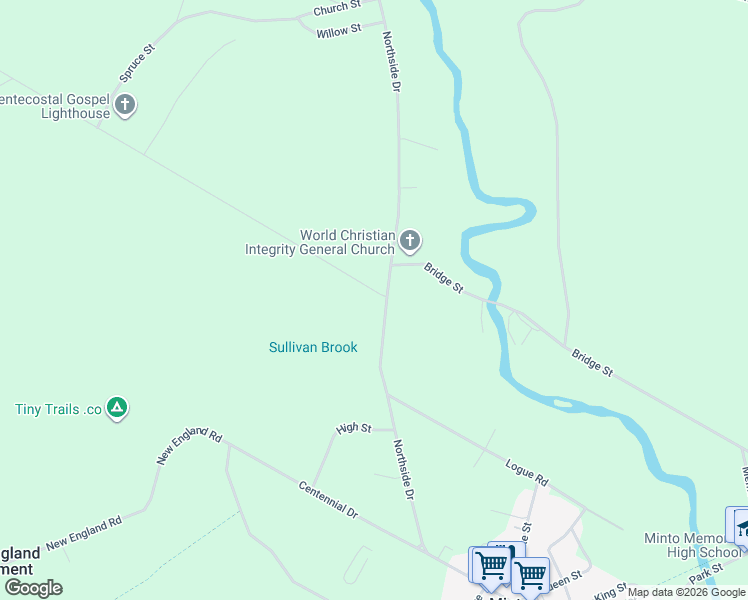 map of restaurants, bars, coffee shops, grocery stores, and more near 9 Slope Road in Minto