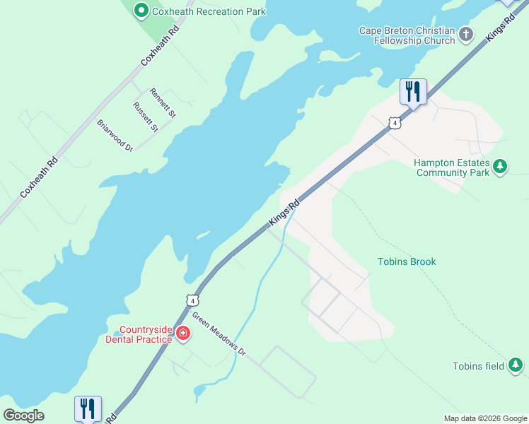 map of restaurants, bars, coffee shops, grocery stores, and more near 1992 Kings Road in Cape Breton Regional Municipality