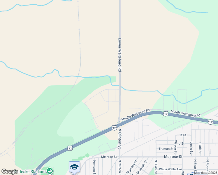 map of restaurants, bars, coffee shops, grocery stores, and more near 1480 Lower Waitsburg Road in Walla Walla