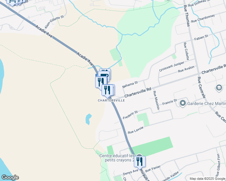 map of restaurants, bars, coffee shops, grocery stores, and more near Primrose Lane in Dieppe