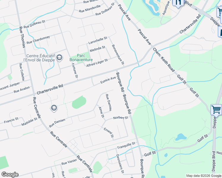 map of restaurants, bars, coffee shops, grocery stores, and more near 328 Rue Damien in Dieppe