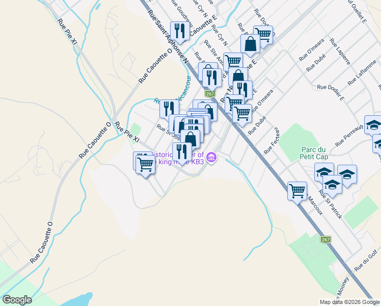 map of restaurants, bars, coffee shops, grocery stores, and more near 179 Rue Notre-Dame Ouest in Thetford Mines
