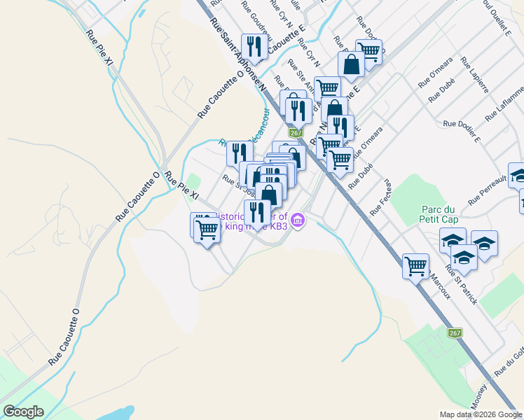 map of restaurants, bars, coffee shops, grocery stores, and more near 179 Rue Notre-Dame Ouest in Thetford Mines