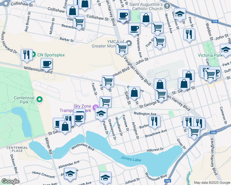 map of restaurants, bars, coffee shops, grocery stores, and more near in Moncton