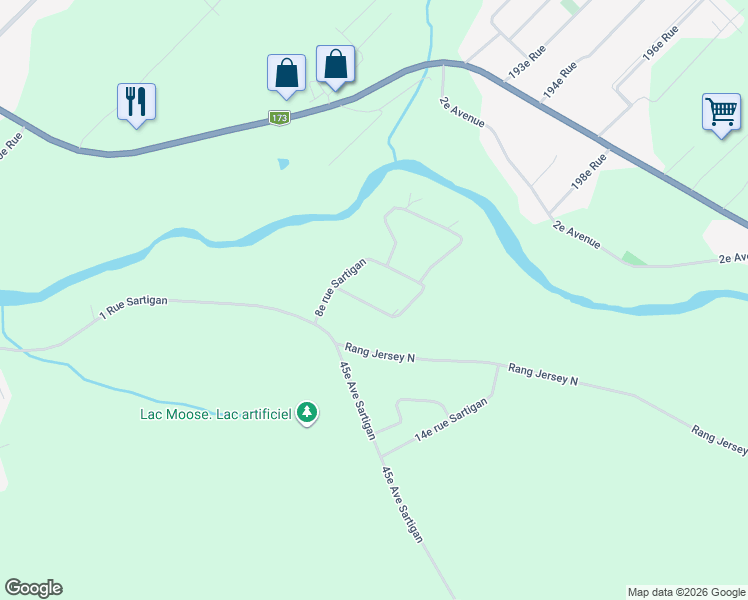 map of restaurants, bars, coffee shops, grocery stores, and more near 855 47e avenue Sartigan in Saint-Philibert