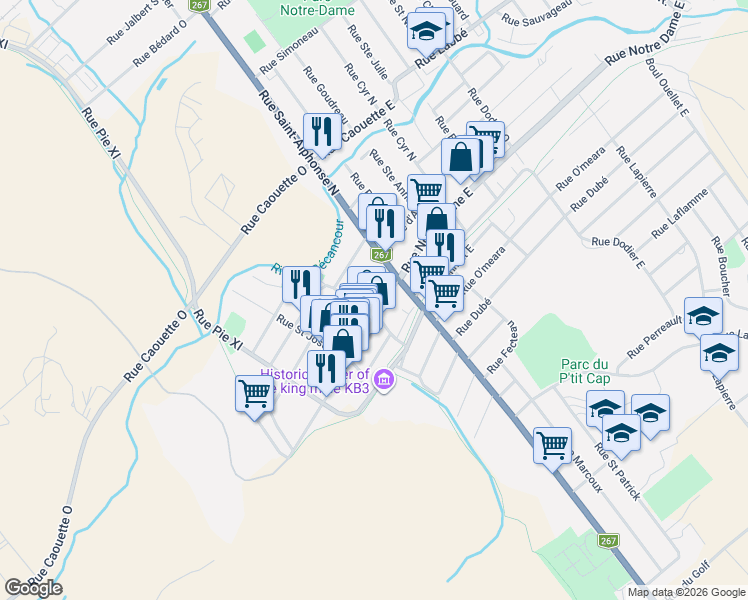 map of restaurants, bars, coffee shops, grocery stores, and more near 37 Rue Notre-Dame Ouest in Thetford Mines