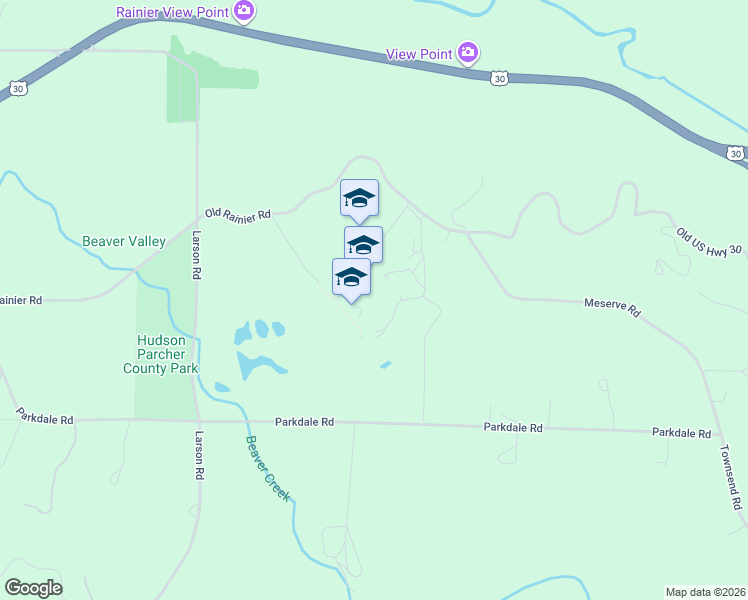 map of restaurants, bars, coffee shops, grocery stores, and more near 28170 Old Rainier Road in Rainier