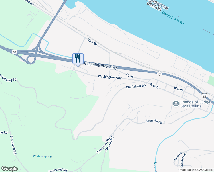 map of restaurants, bars, coffee shops, grocery stores, and more near 29575 Larch Street in Rainier