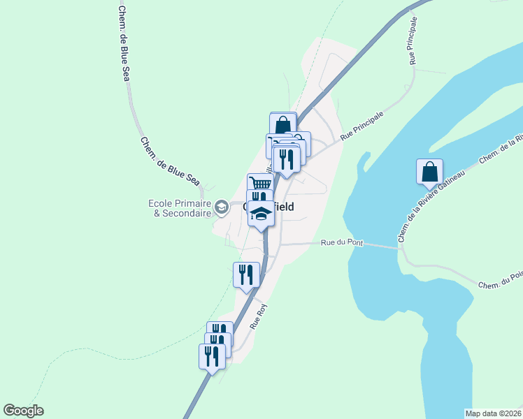 map of restaurants, bars, coffee shops, grocery stores, and more near 87 Rue Saint Joseph in Gracefield