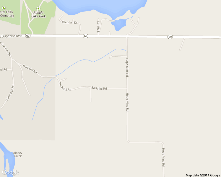 map of restaurants, bars, coffee shops, grocery stores, and more near 649 Bortolini Road in Crystal Falls
