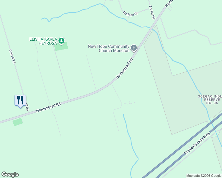 map of restaurants, bars, coffee shops, grocery stores, and more near 47492 Homestead Road in Moncton