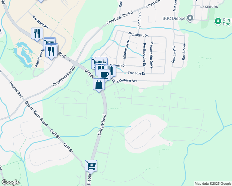 map of restaurants, bars, coffee shops, grocery stores, and more near in Dieppe