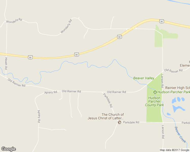 map of restaurants, bars, coffee shops, grocery stores, and more near 27163 Old Rainier Road in Rainier
