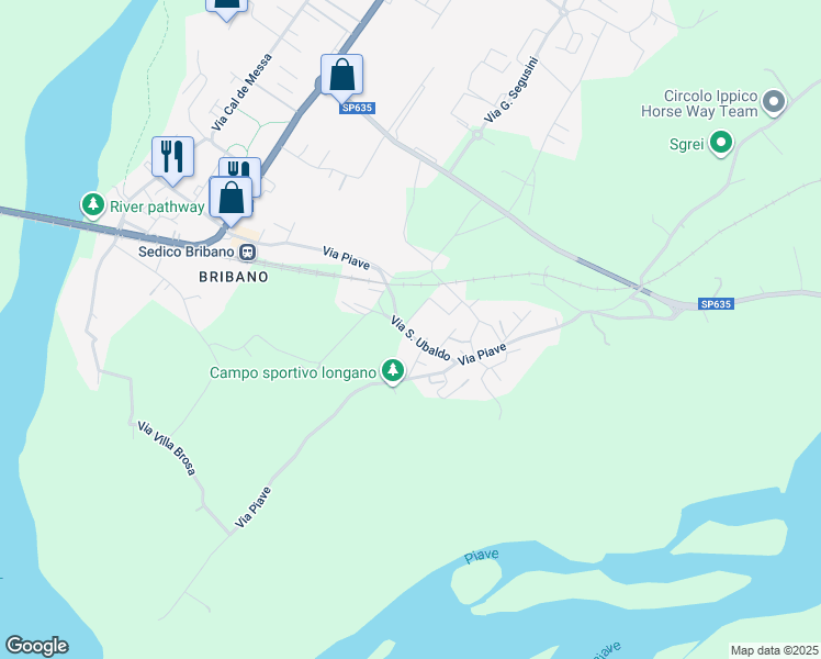 map of restaurants, bars, coffee shops, grocery stores, and more near 5 Via San Ubaldo in Sedico