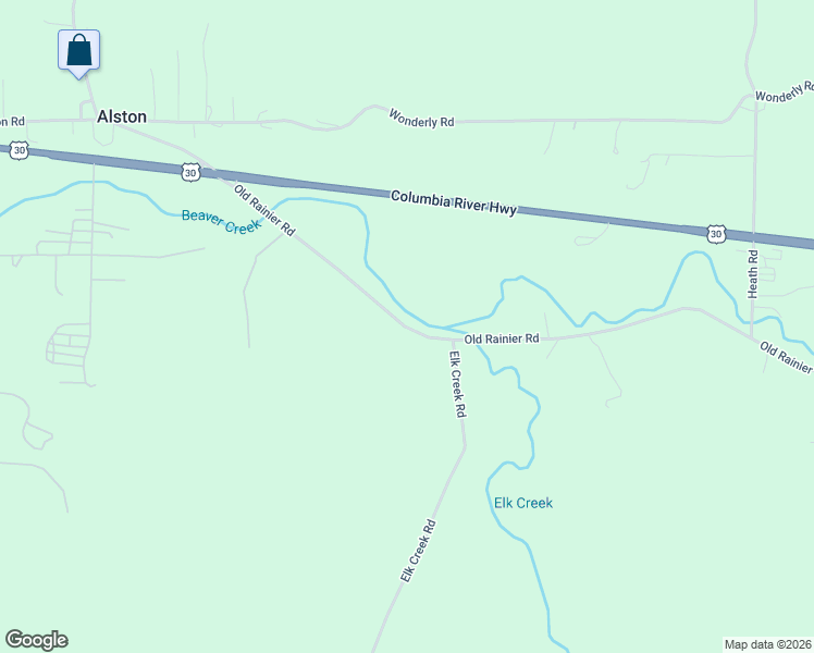 map of restaurants, bars, coffee shops, grocery stores, and more near 25624-26148 Old US Highway 30 in Rainier