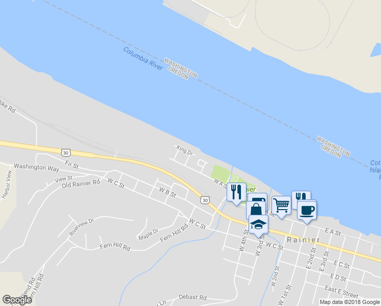 map of restaurants, bars, coffee shops, grocery stores, and more near Coho Terrace in Rainier