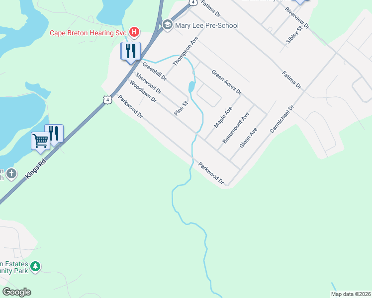 map of restaurants, bars, coffee shops, grocery stores, and more near 190 Woodlawn Drive in Sydney