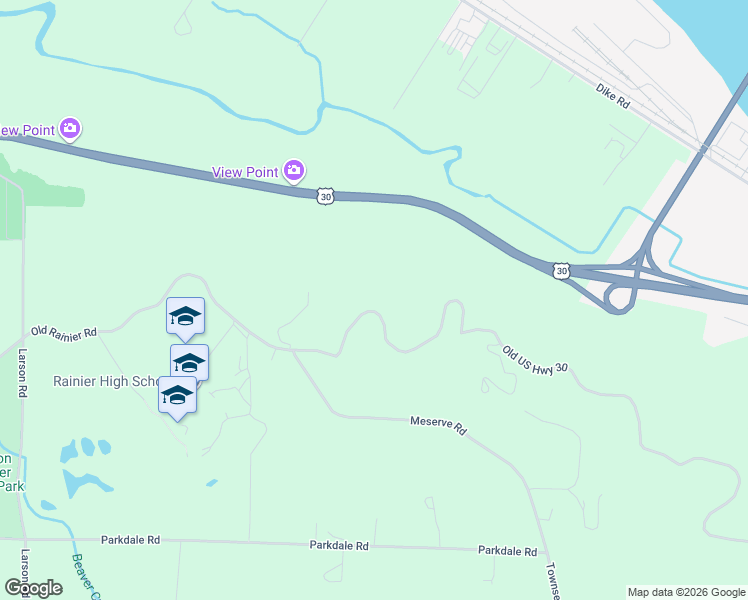 map of restaurants, bars, coffee shops, grocery stores, and more near 28419 Old Columbia River Highway in Rainier