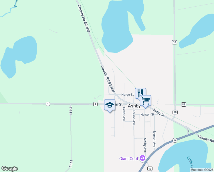 map of restaurants, bars, coffee shops, grocery stores, and more near 100 Ash Avenue in Ashby