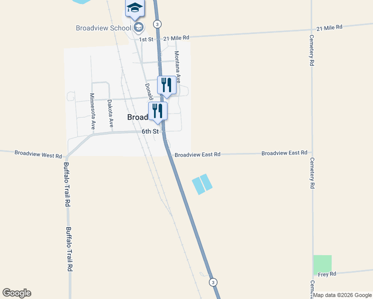 map of restaurants, bars, coffee shops, grocery stores, and more near 13787 Broadview East Road in Broadview