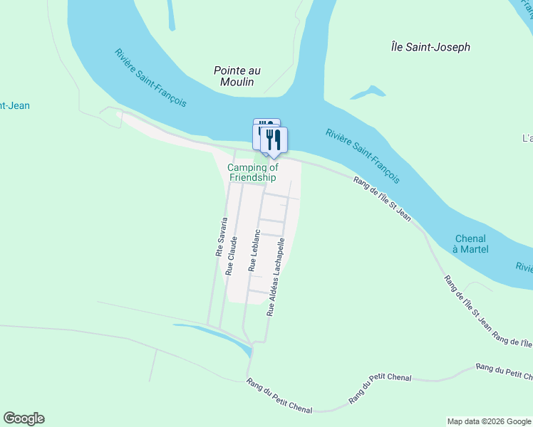 map of restaurants, bars, coffee shops, grocery stores, and more near 35 Rue Leblanc in Saint-François-du-Lac