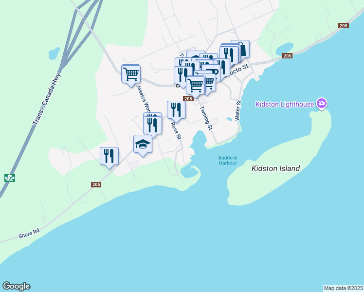 map of restaurants, bars, coffee shops, grocery stores, and more near 37 Ross Street in Baddeck