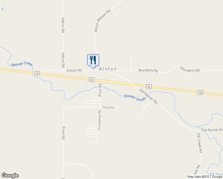 map of restaurants, bars, coffee shops, grocery stores, and more near 75886 Price Road in Rainier