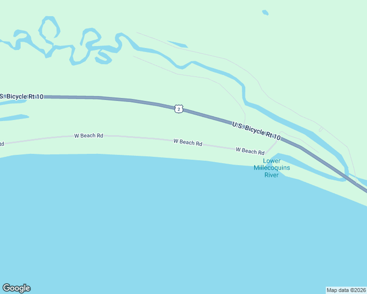 map of restaurants, bars, coffee shops, grocery stores, and more near West Beach Road in Naubinway