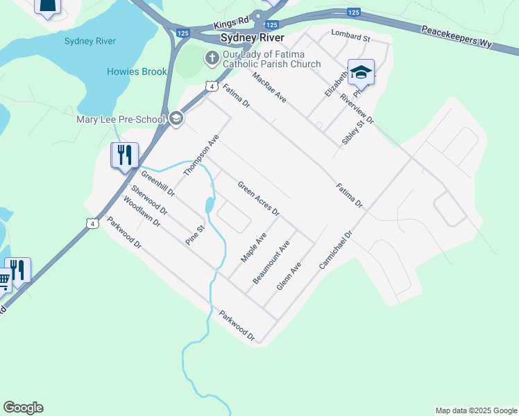 map of restaurants, bars, coffee shops, grocery stores, and more near 118 Green Acres Drive in Sydney