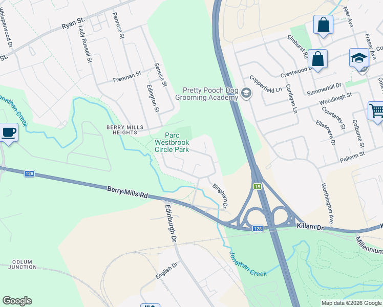 map of restaurants, bars, coffee shops, grocery stores, and more near 277 Westbrook Circle in Moncton