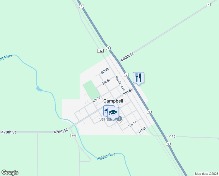 map of restaurants, bars, coffee shops, grocery stores, and more near 605 6th Street in Campbell