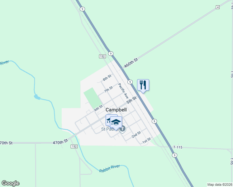 map of restaurants, bars, coffee shops, grocery stores, and more near 605 6th Street in Campbell
