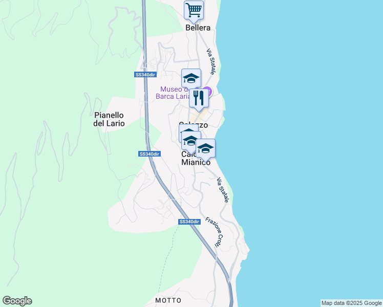 map of restaurants, bars, coffee shops, grocery stores, and more near 33 Via Statale in Calozzo