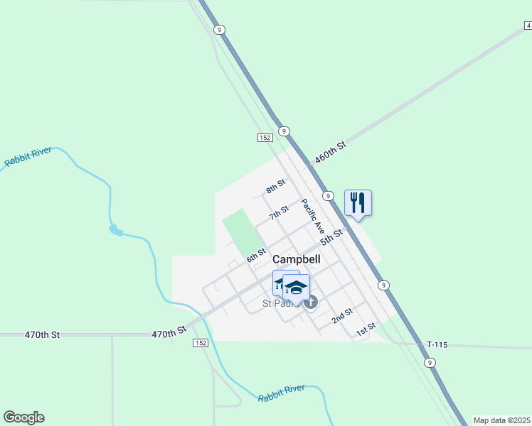 map of restaurants, bars, coffee shops, grocery stores, and more near 715 7th Street in Campbell