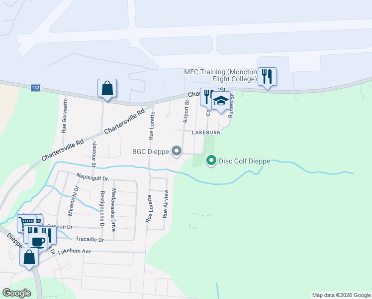 map of restaurants, bars, coffee shops, grocery stores, and more near in Dieppe