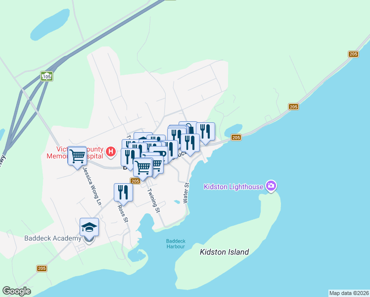 map of restaurants, bars, coffee shops, grocery stores, and more near 511 Chebucto Street in Baddeck