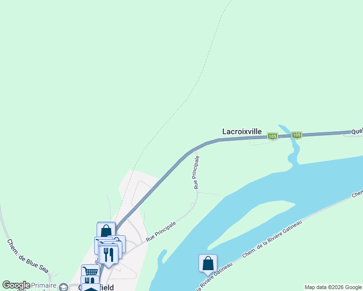map of restaurants, bars, coffee shops, grocery stores, and more near 137 Rue Saint Joseph in Gracefield
