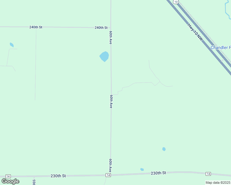 map of restaurants, bars, coffee shops, grocery stores, and more near 23554 60th Avenue in Randall
